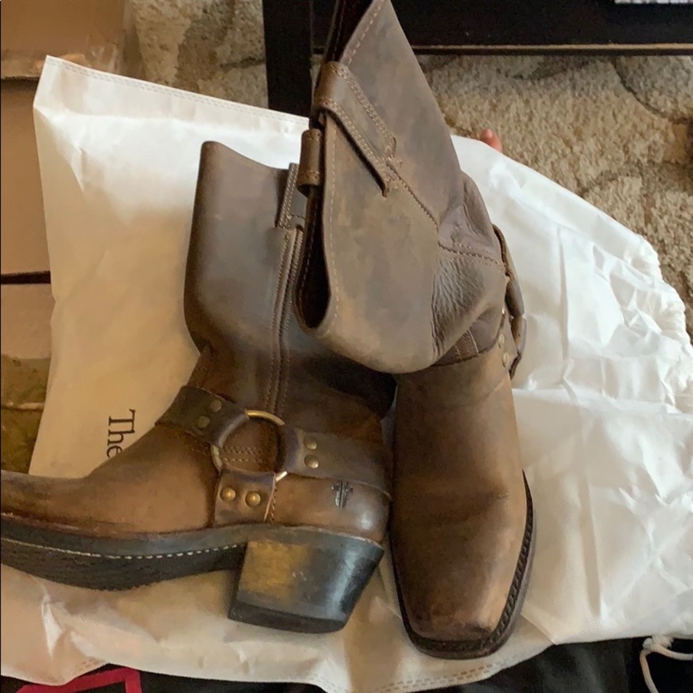 Classic Frye Harness boots in brown